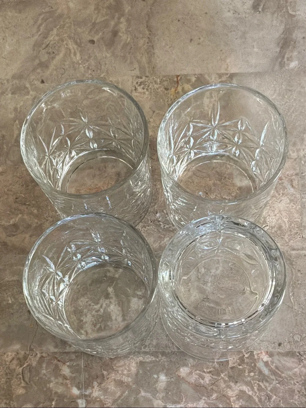 Clear Cut Glass Tumbler Set - 4 Pack